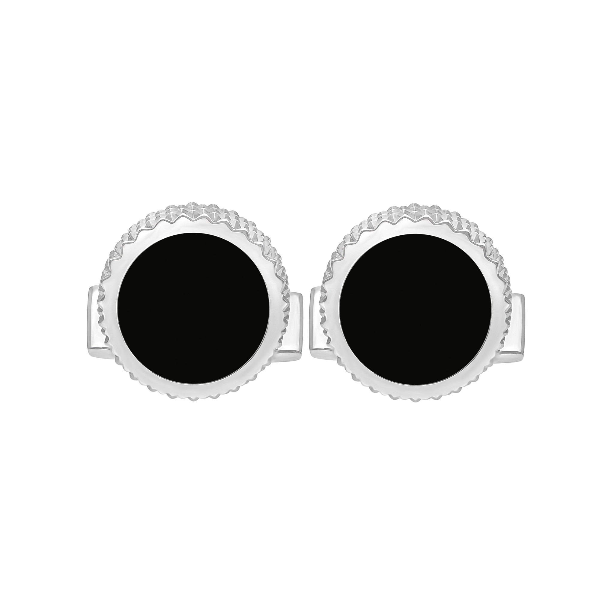Round black lacquer and diamond head cufflinks