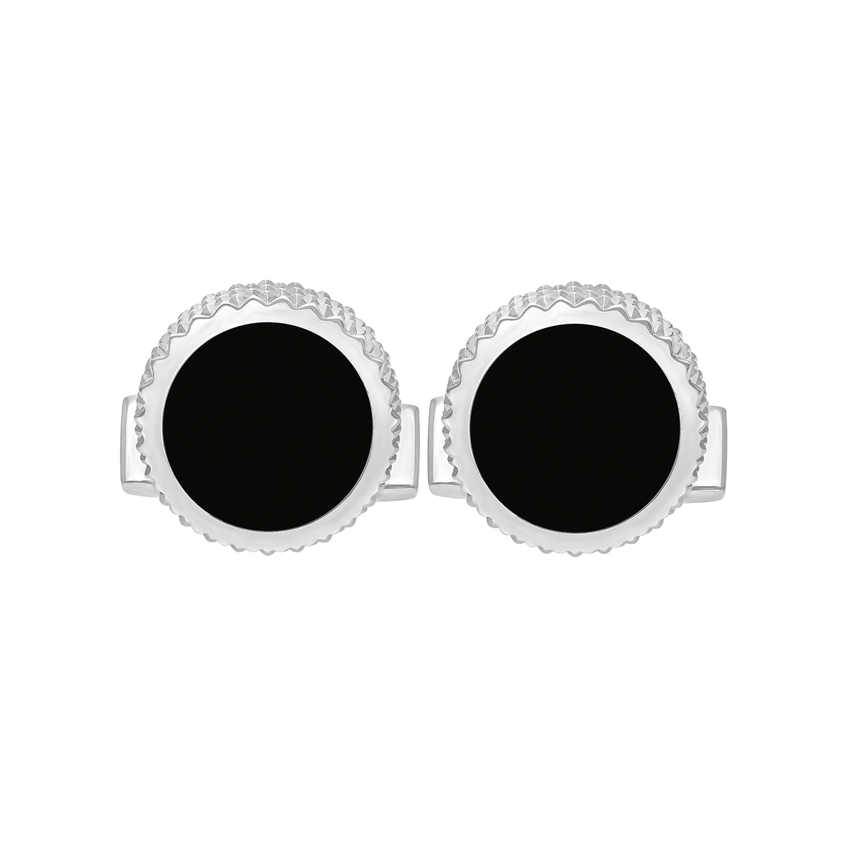 005845 - STDUPONT - United Kingdom - Round black lacquer and diamond head cufflinks - 1