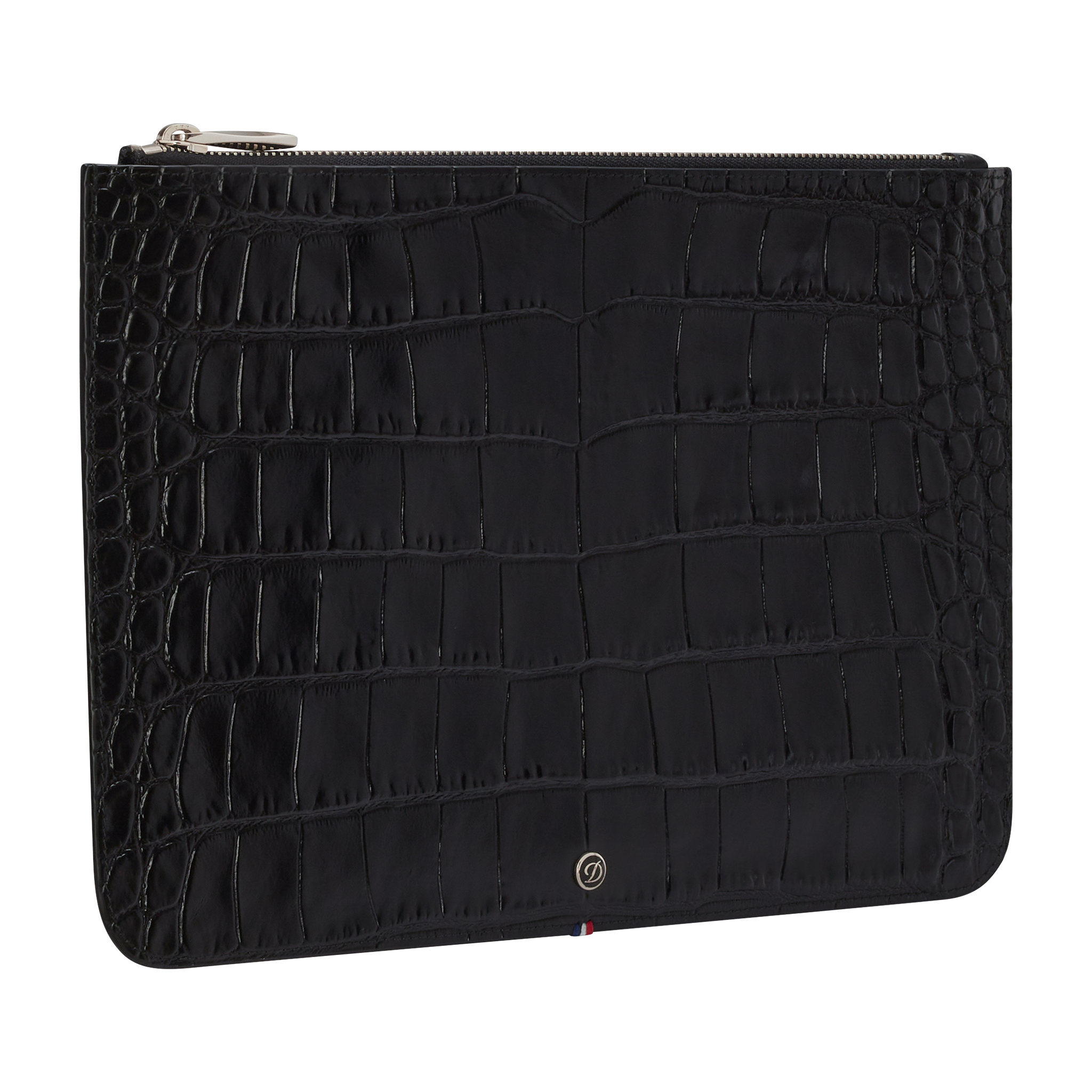 Croco Dandy black flat pouch