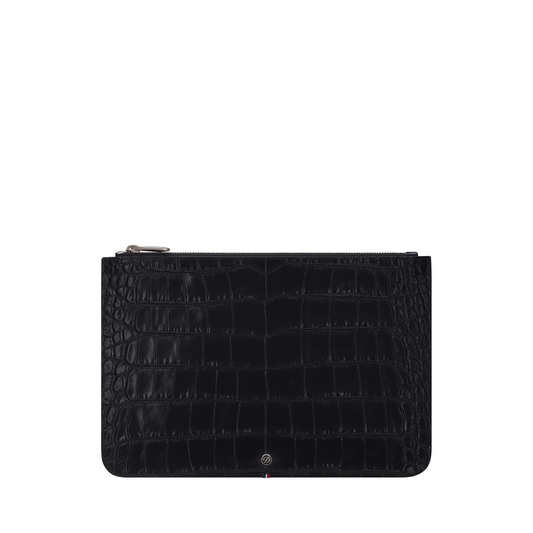 Croco Dandy black flat pouch