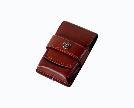 Line D brown smooth leather lighter case